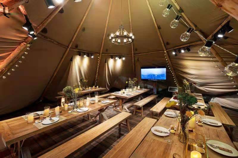 Tipi Hire with Rustic Furniture Hire and Screen Hire
